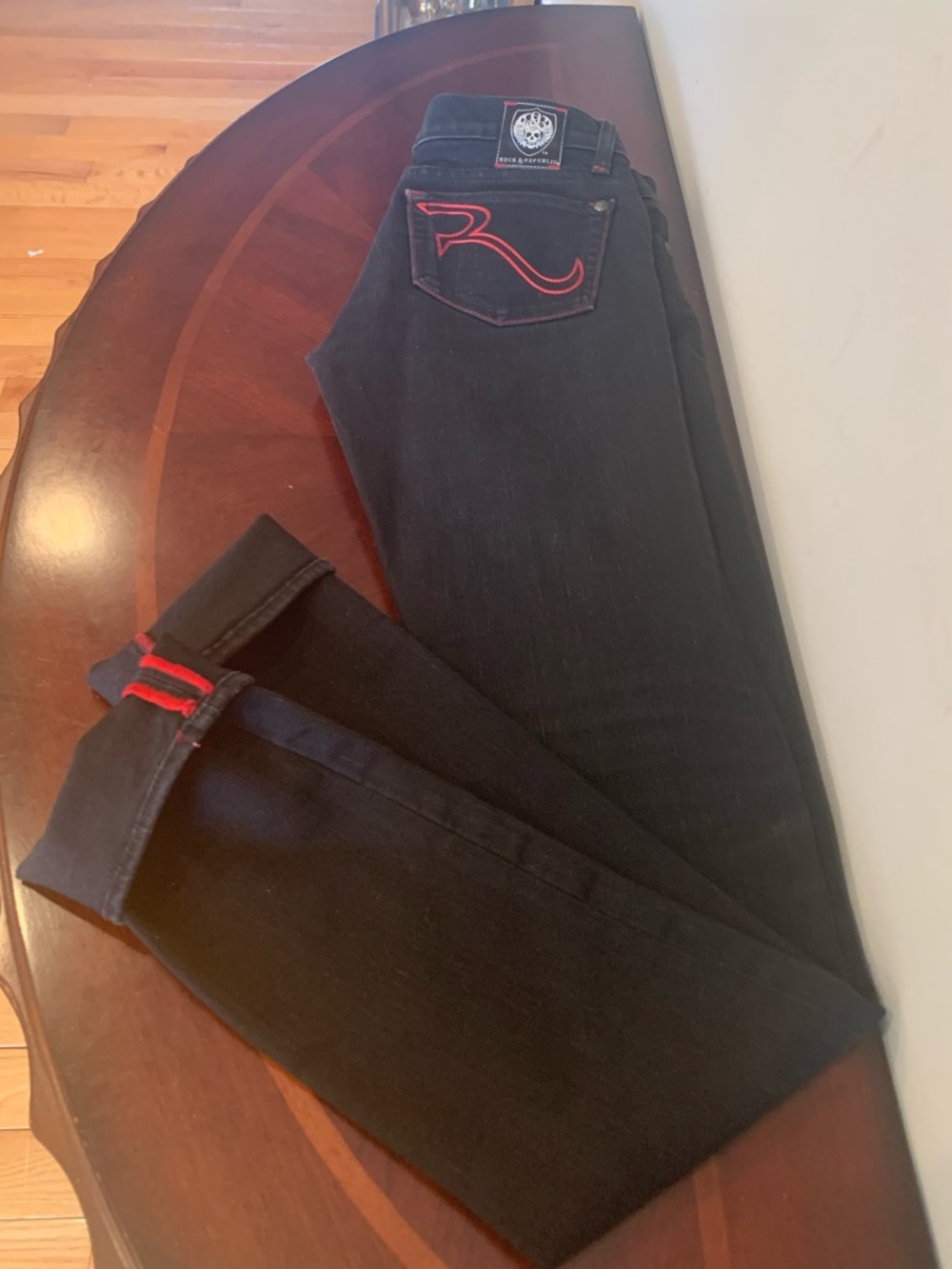 Rock & Republic Y2K Vintage Black Jeans with Red Stitch Accents Made in USA 🇺🇸 - Picture 3 of 14
